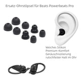 Replacement Ear Tips Silicone Earbuds Compatible Beats Powerbeats Pro Wireless Earphones Tips Earplug Headphone Cover Sweatproof Easy To Use Comfortable Ear Buds 8 Pairs Black
