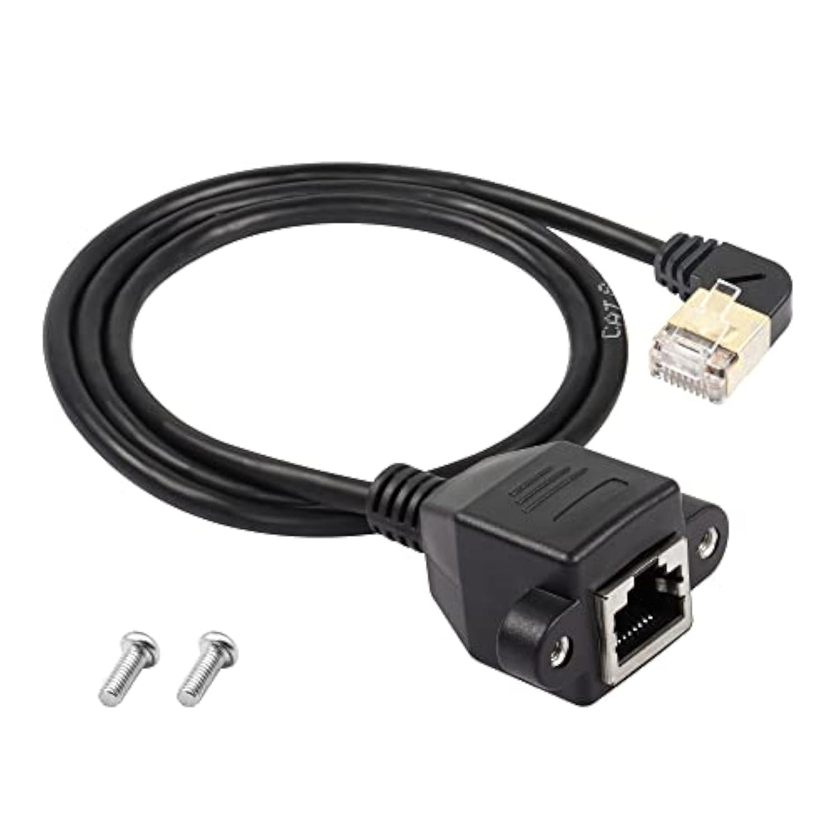 90 Degree Right Angle Cat8 Lan Cable, Rj45 Male To Female Shielded Ethernet Ne