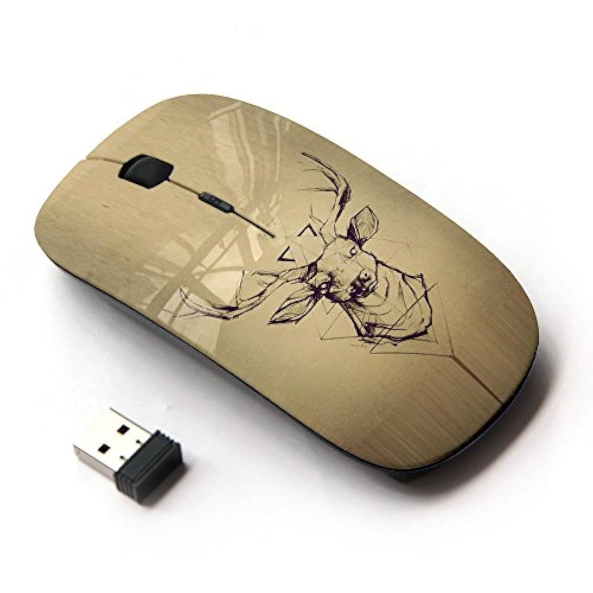 [ Optical 2.4G Wireless Mouse [ Deer Parchment Wood Deer Antlers ]