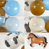 147Pcs Cowboy Balloon Arch Brown, Blue, Cow Print Balloons Giant Horse Balloon Farm Highland Cow Vaquero Party Decorations Western & Rodeo Birthday Holy Cow Baby Shower Themed Party Supplies For Boy