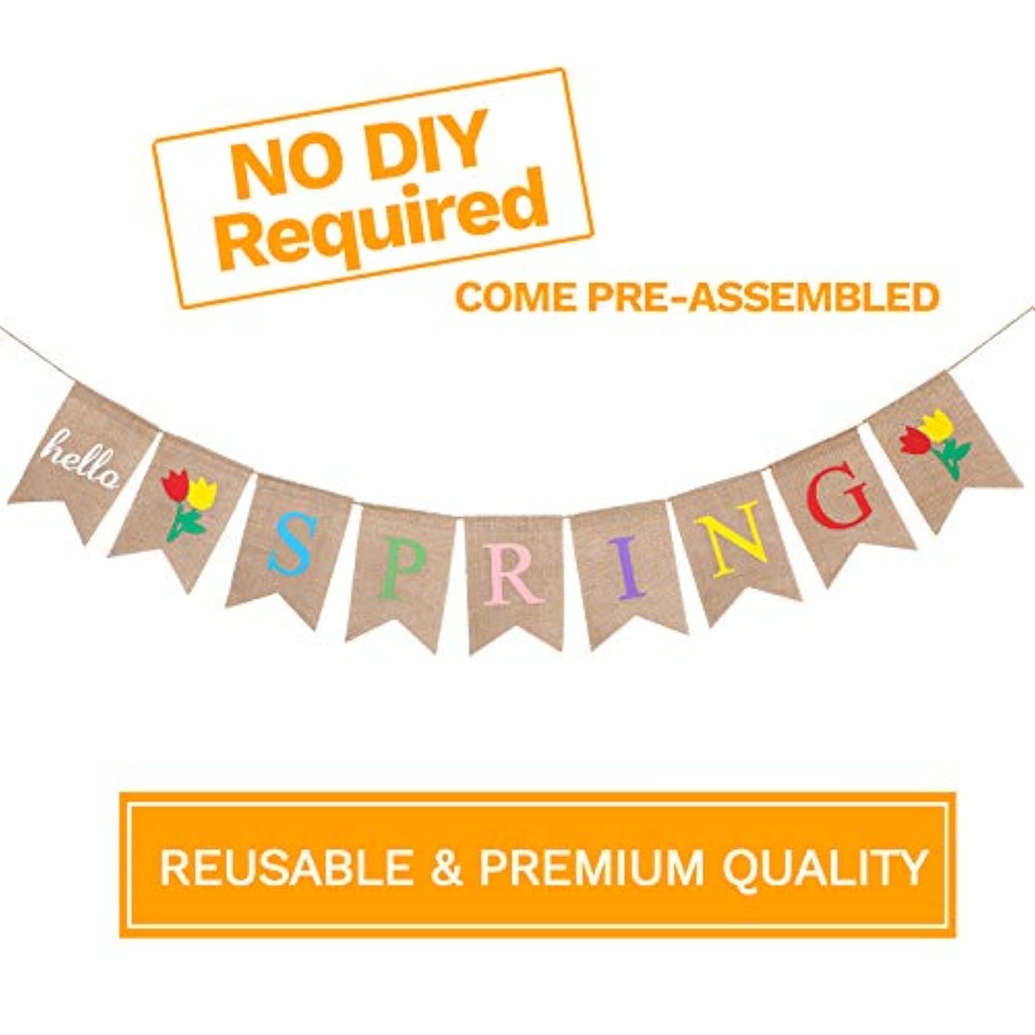 Hello Spring Banner Burlap Decoration Hello Spring Hanging Banner Garland Spring Home Mantel Fireplace Party Hanging Decoration For Door Mantel Fireplace Party Hanging Supplies