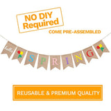 Hello Spring Banner Burlap Decoration Hello Spring Hanging Banner Garland Spring Home Mantel Fireplace Party Hanging Decoration For Door Mantel Fireplace Party Hanging Supplies