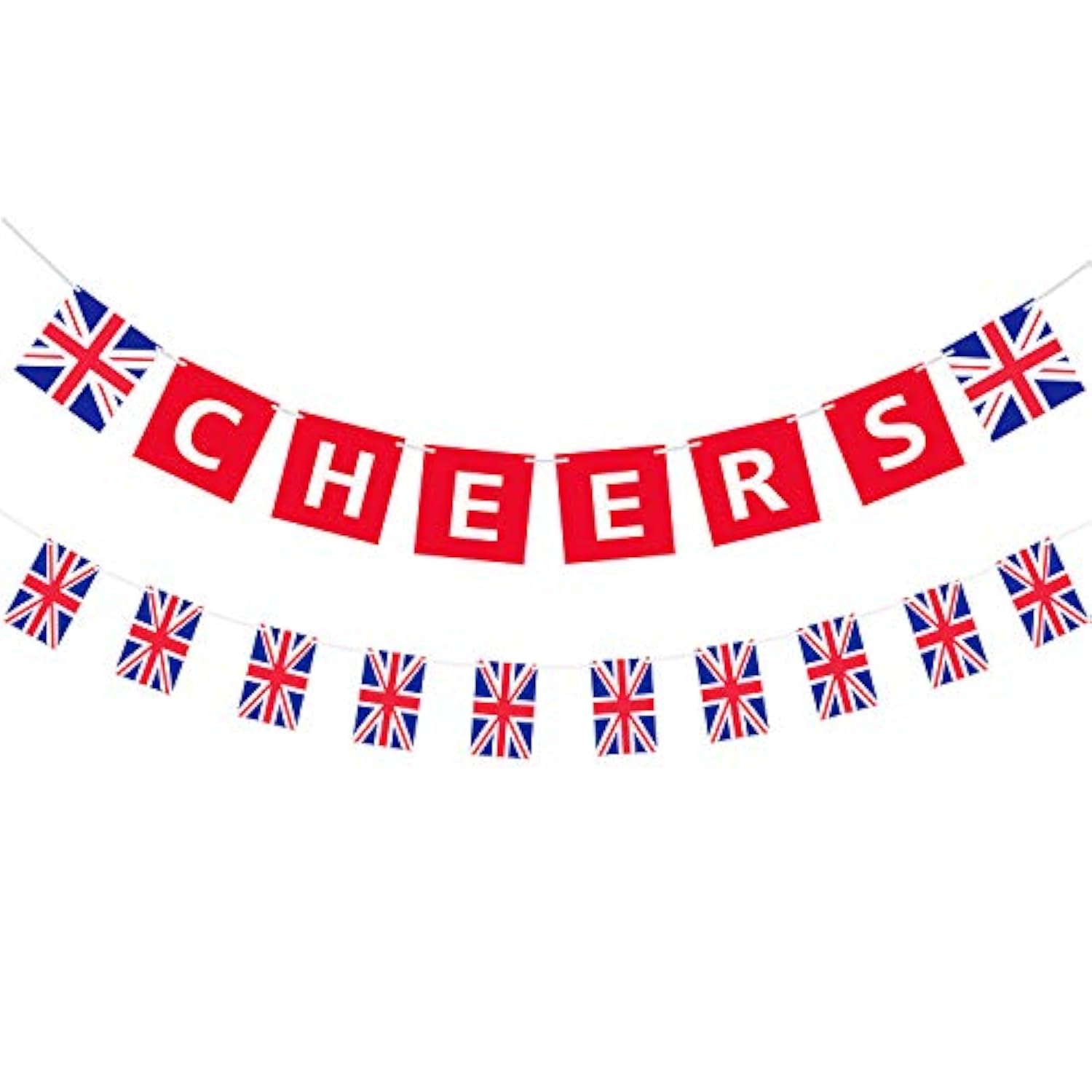 2-Piece British Party Garland UK Flag Pennants & "Cheers" Banner for Decor