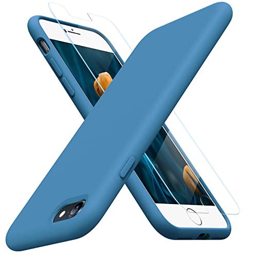 Ultra Slim Designed For Iphone Se Case 2022(3Rd Gen)/Iphone Se 2020 Case(2Nd Gen)/Iphone 7 Case/Iphone 8 Case With Screen Protector, Multi-Color Silicone Shockproof Phone Case(Capri Blue)