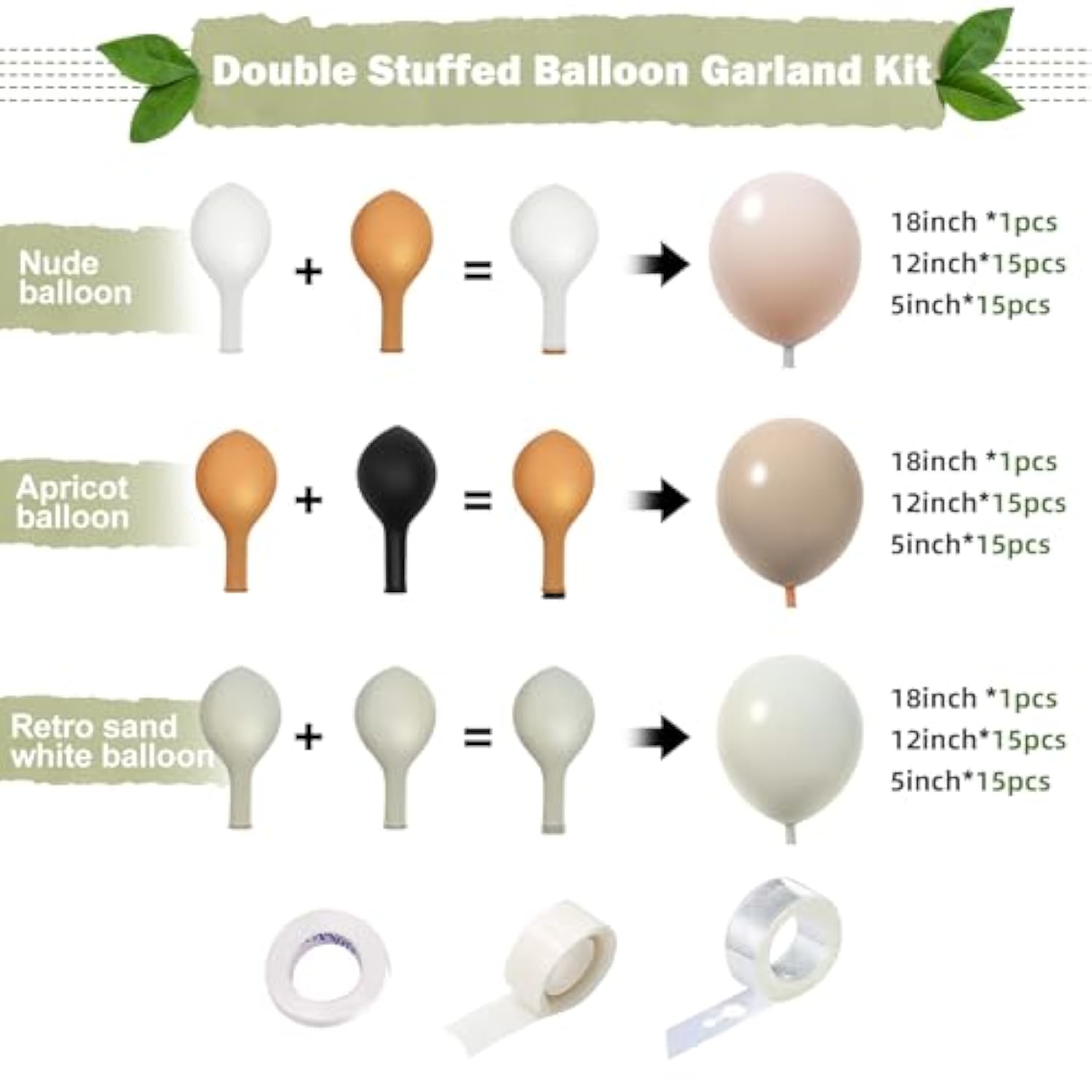 Neutral Beige & White Balloon Garland Kit for Baby Shower, Gender Reveal, Party
