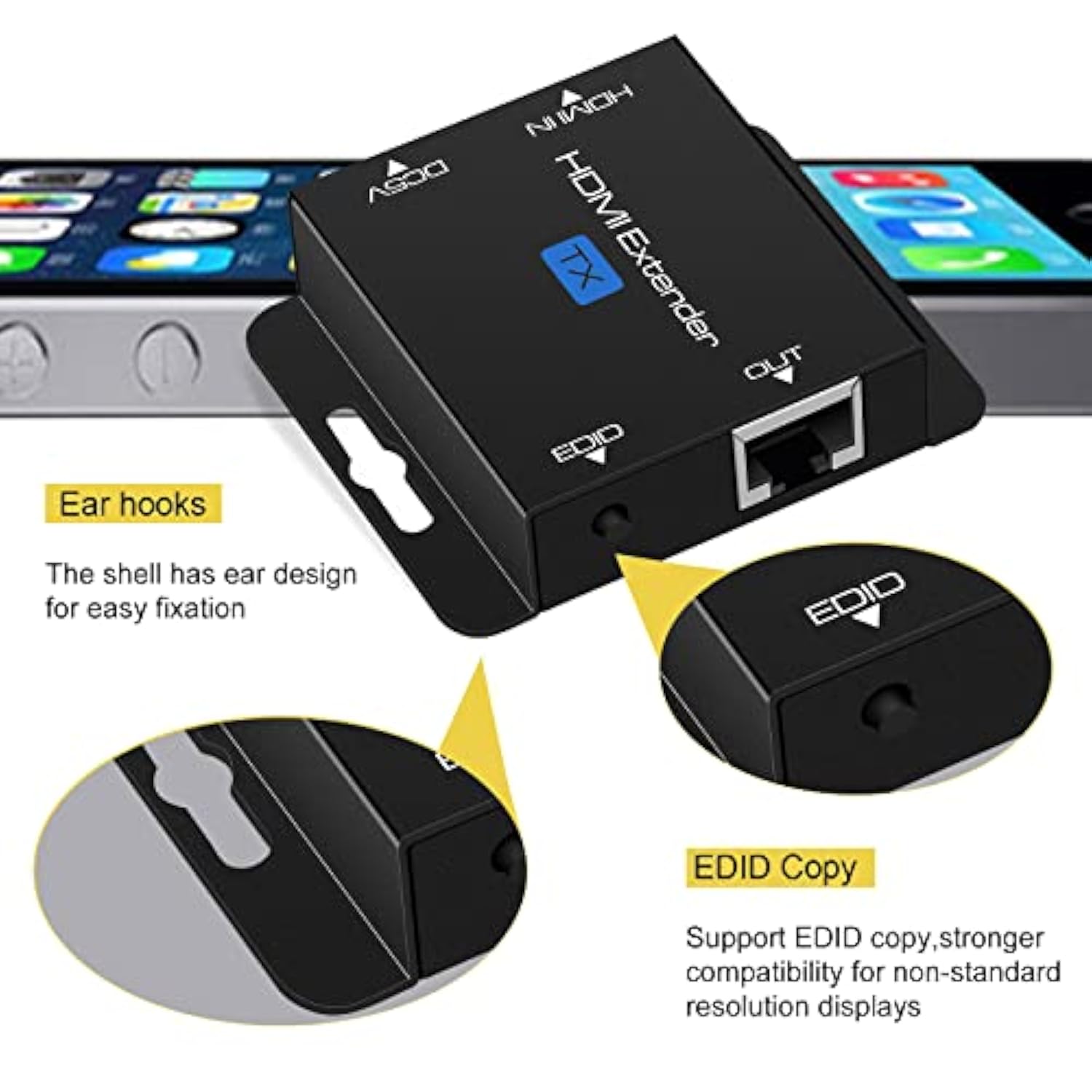Hdmi Extender Over Single Cat5E/6 Hdmi Over Ethernet Up To 200Ft Repeater Balu