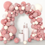 153Pcs Dusty Pink Balloon Garland Arch Kit, Different Sizes 18 12 10 5 Inch Pink White Sand Metallic Confetti Pink Balloons For Girl Baby Shower Birthday Boho Party Decorations