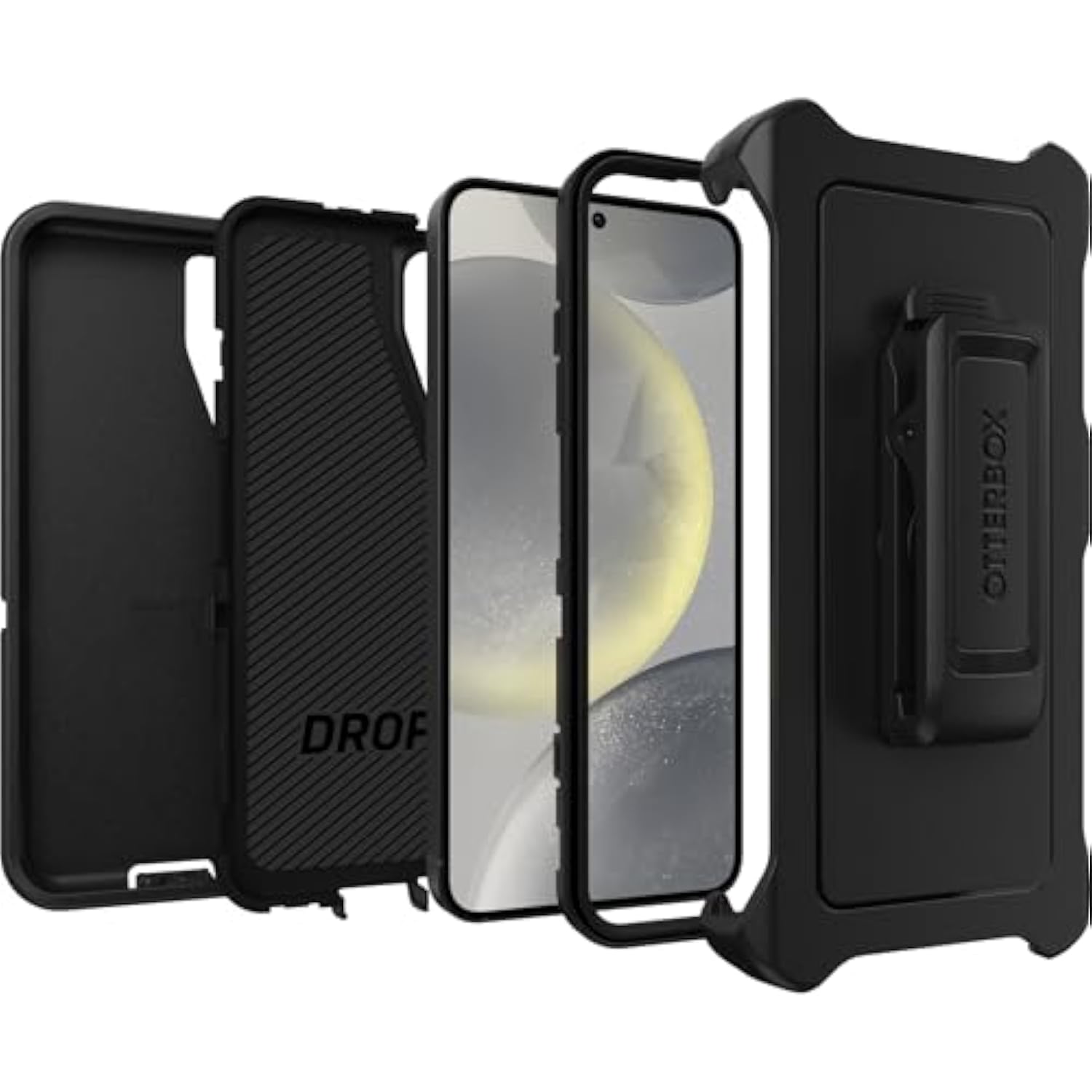 OtterBox Samsung Galaxy S24 Defender Series Case - Single Unit Ships in Polybag, Ideal for Business Customers - BLACK, rugged & durable, with port protection, includes holster clip kickstand
