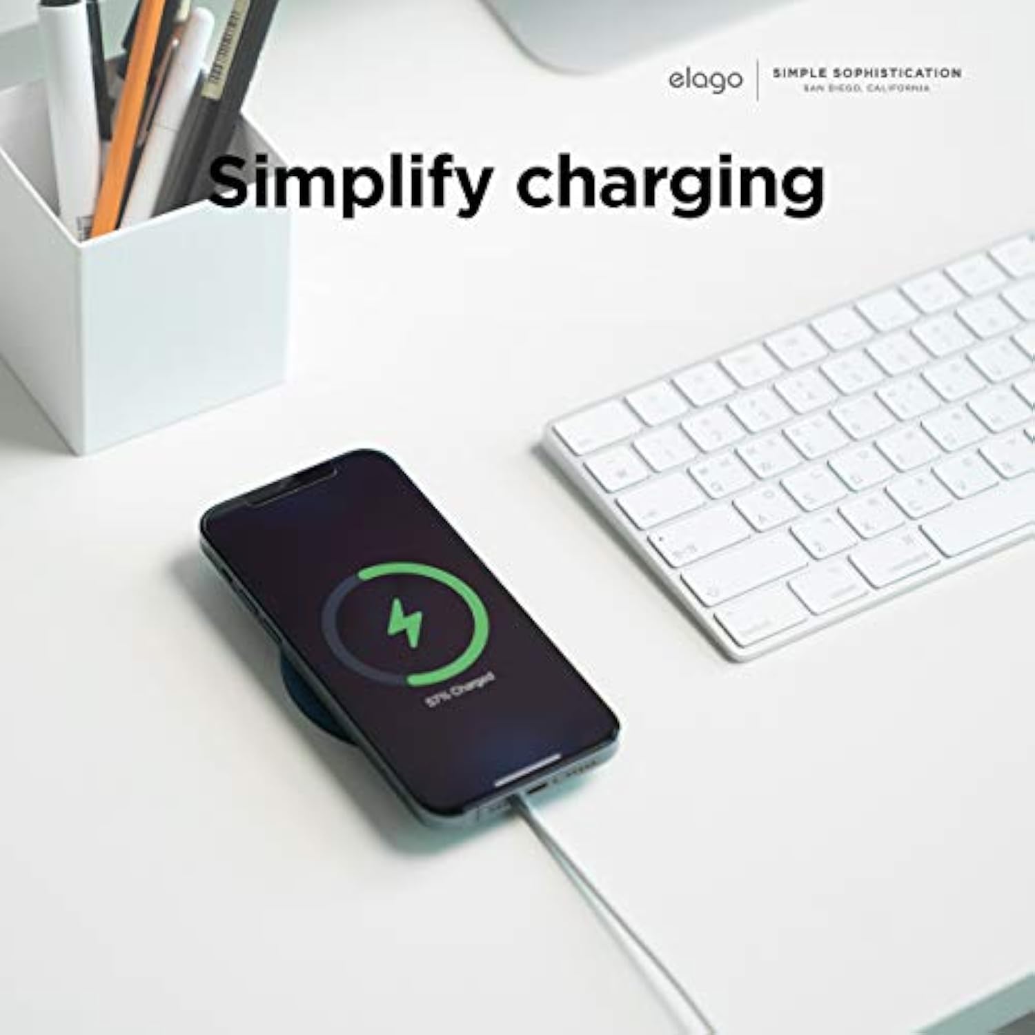 elago Charging Pad, Wireless, Magnetic, Black - Compatible with MagSafe Charger, iPhone 12, 13, 14, 15 Models, AirPods Pro [0.09 lbs]