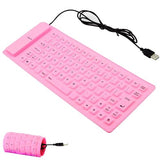 Foldable Keyboard Silent Portable Silicone Wired Keyboard Usb+Ps2 Interface Convertible Waterproof And Dustproof For Desktop Computers Notebooks 85 Keys (Pink)