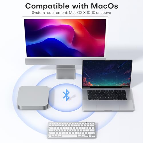 Wireless Keyboard For Mac, Compact Ultra-Slim Design (No Number Pad), Stable Bluetooth Keyboard For Mac, Ergonomic And Portable, Compatible With Macbook Pro/Air/Imac, Silverwhite