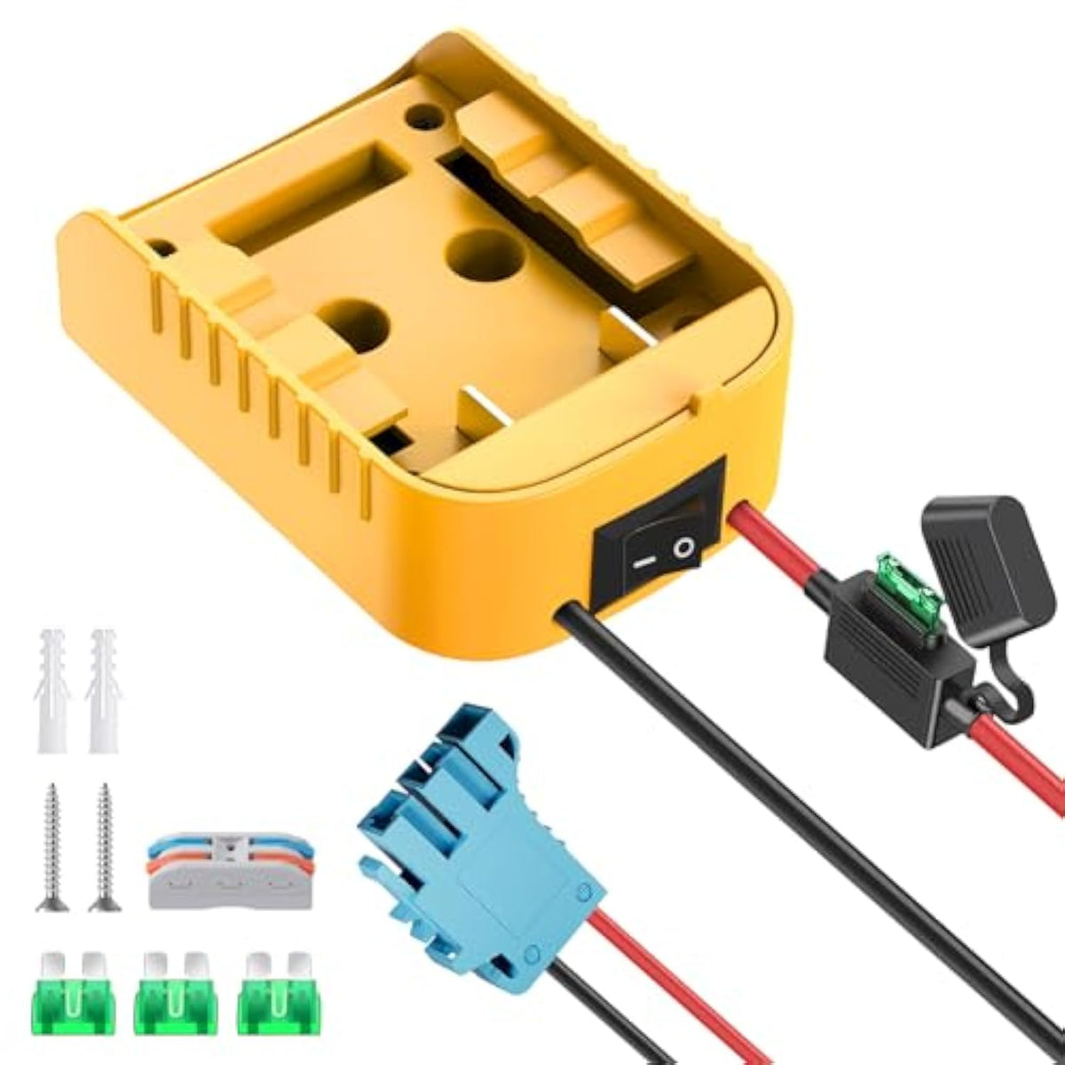 Power Wheels Adapter For Dewalt 20V Battery Adapter Power Wheels Battery Converter Kit With Fuse & Switch And Wire Harness Connector 12Awg Wire For Diy Rc Toys And Ride On Truck