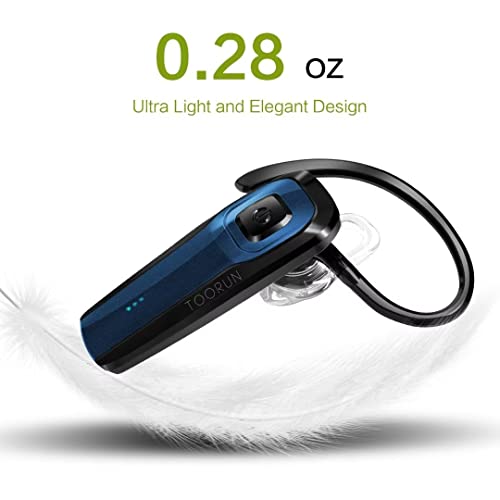 Bluetooth Earpiece, M26 Bluetooth Headset Handsfree V5.0 Wireless Earpiece Headphone With Noise Reduction And Microphone Compatible For Android Iphone Cell Phone Laptop - Blue