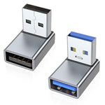 90 Degree Usb 3.0 Adapter 2 Pack, Up And Down Angle Usb A Male To Female Converter Extender For Pc, Laptop, Usb A Charger, Power Bank And More (Grey)