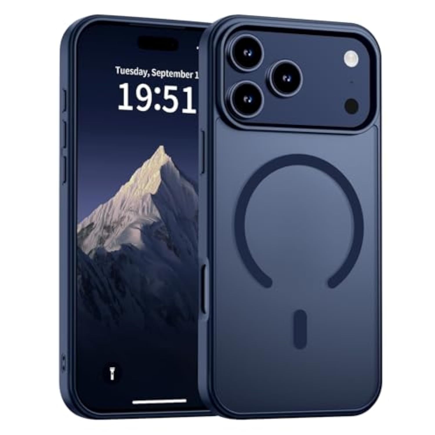Magnetic iPhone 17 Pro Max Case Compatible with MagSafe Military Grade Drop Protection Slim Translucent Matte Shockproof Phone Cover Dark Blue