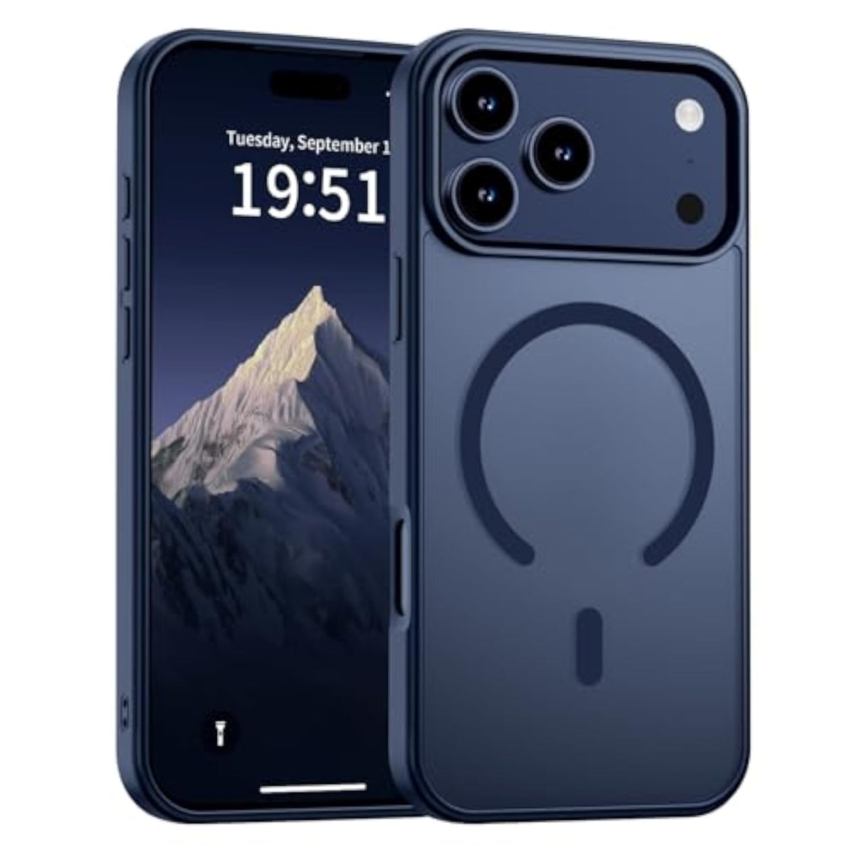 Magnetic iPhone 17 Pro Max Case Compatible with MagSafe Military Grade Drop Protection Slim Translucent Matte Shockproof Phone Cover Dark Blue