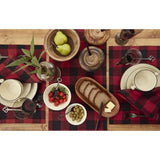 Red Black Linen Checkered Table Runner 14x36in Buffalo Plaid Holiday Decor