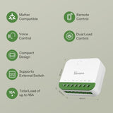 Mini Duo (Matter Over Wifi) 2 - Channel Wifi Smart Switch, Matter - Enabled, 16A Total Load, Compact For Standard Boxes, Remote & Automated Control