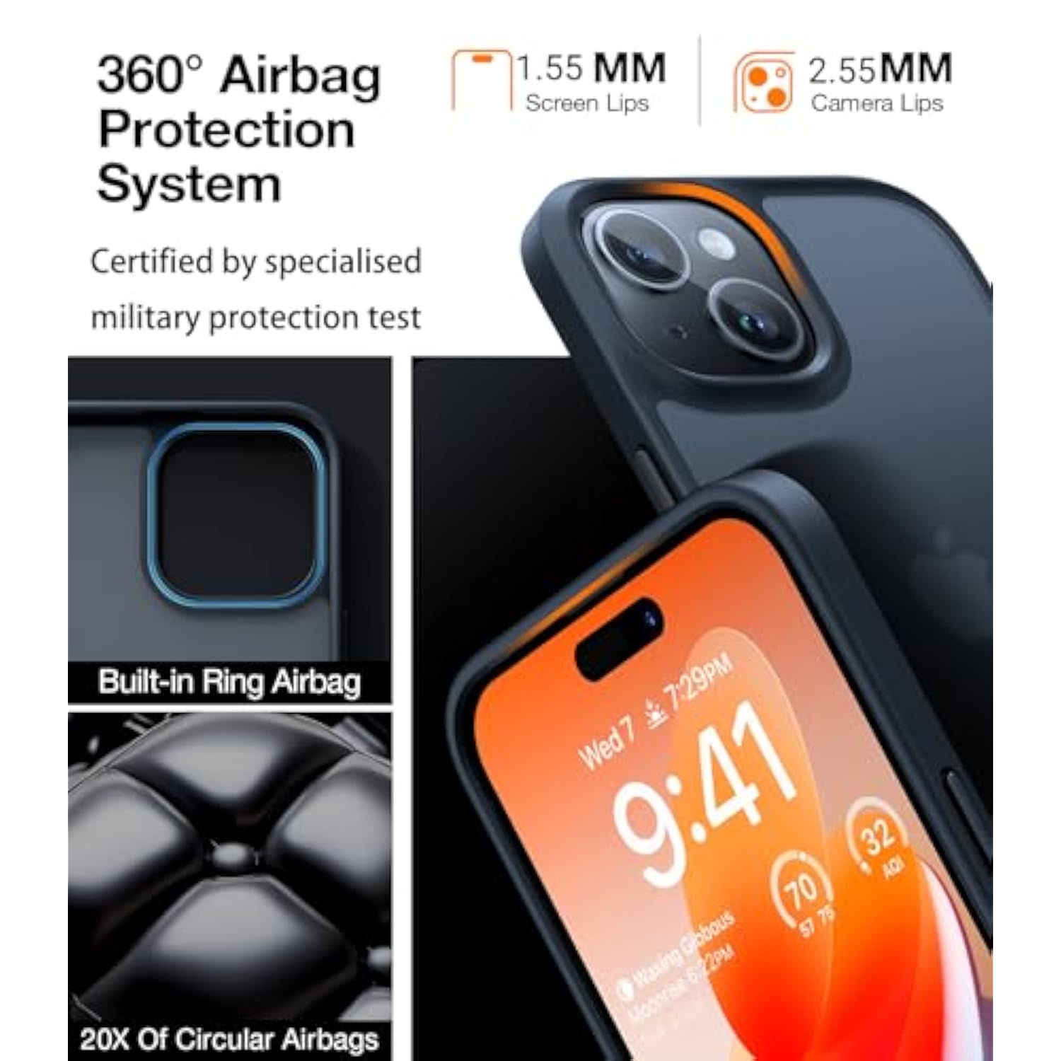 Iphone 14 Phone Case With Translucent Back Soft Edge Slim Cover