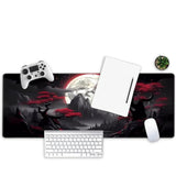 Large Gaming Mouse Pad, Full Keyboard Mat, Long Laptop Mousepad, Computer Mouse Mat For Home And Office, Anti-Slip Rubber Base, 31.5 X 11.8 Inches (Dark Red Moon)
