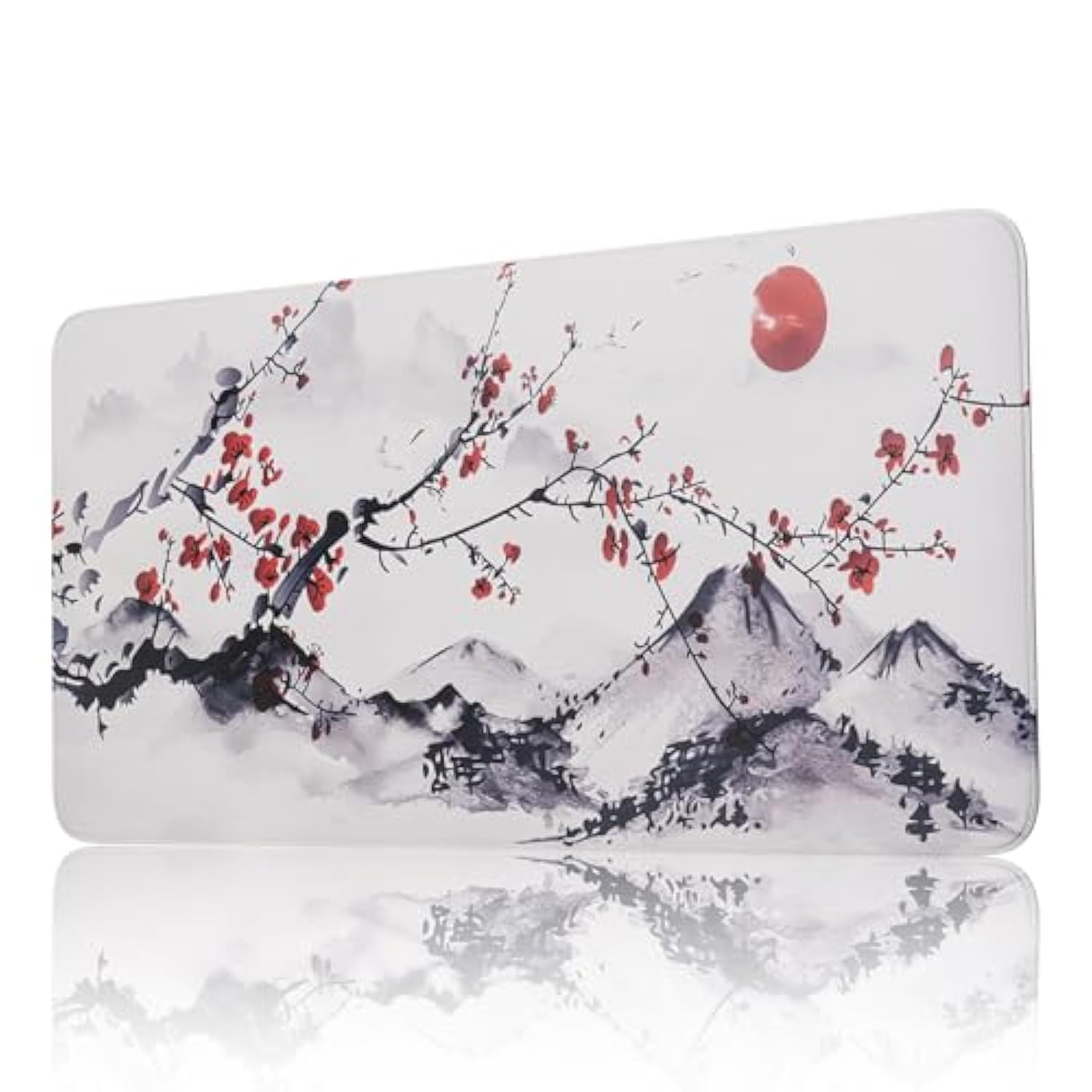 Large Sakura Mouse Pad, White Japanese Cherry Blossom Desk Mat,Extended Non-Slip Keyboard Mouse Pad Waterproof Office Desk Pad 23.6" X 11.8" Anime Mouse Pads Desktop Protector For Office And Home