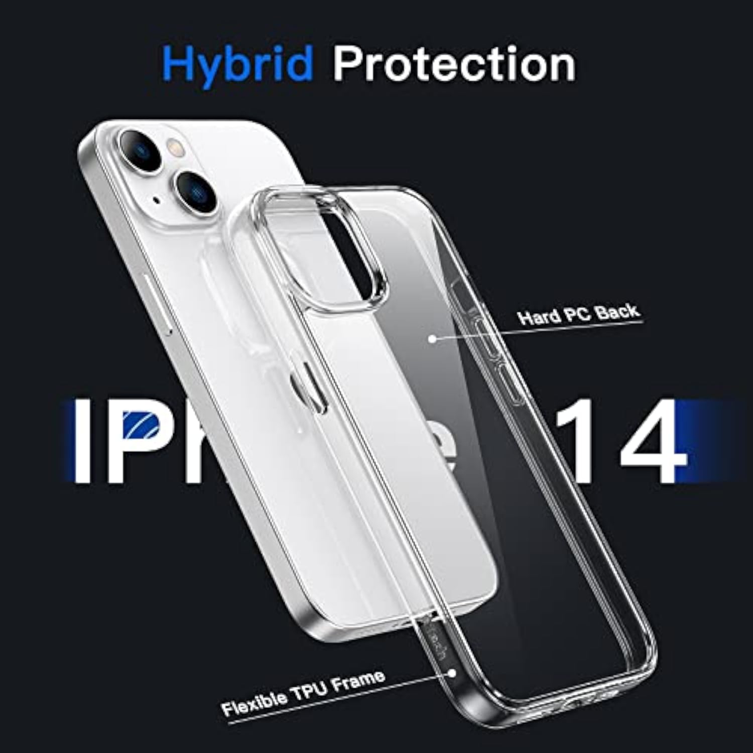 Clear Anti-Yellowing Case for iPhone 14 by JETech