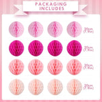Hanging Honeycomb Decor Hot Pink Birthday Decorations Honeycomb Balls Pink Party Supplies For Valentine'S Day Anniversary Baby Shower Birthday Bridal Shower Engagement Wedding,Set Of 16