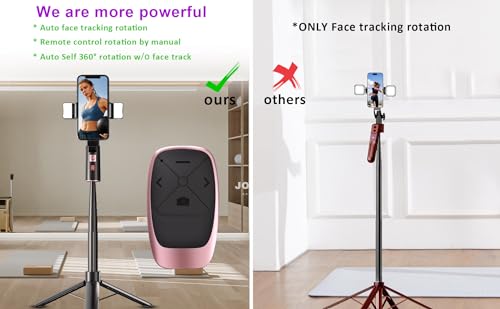 Extendable Auto Face Tracking Tripod with Light, 360 Rotating Tripod, Both Auto or Manual Moving Control, Smart Cameraman Shooting for Video, Vlog,