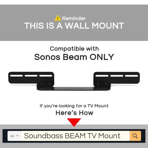 Soundbar Mount for Sonos Beam Compatible with Generation 1 & 2 Sonos Beam Sound Bar Includes All Necessary Mounting Hardware, Mounts Bracket, Black
