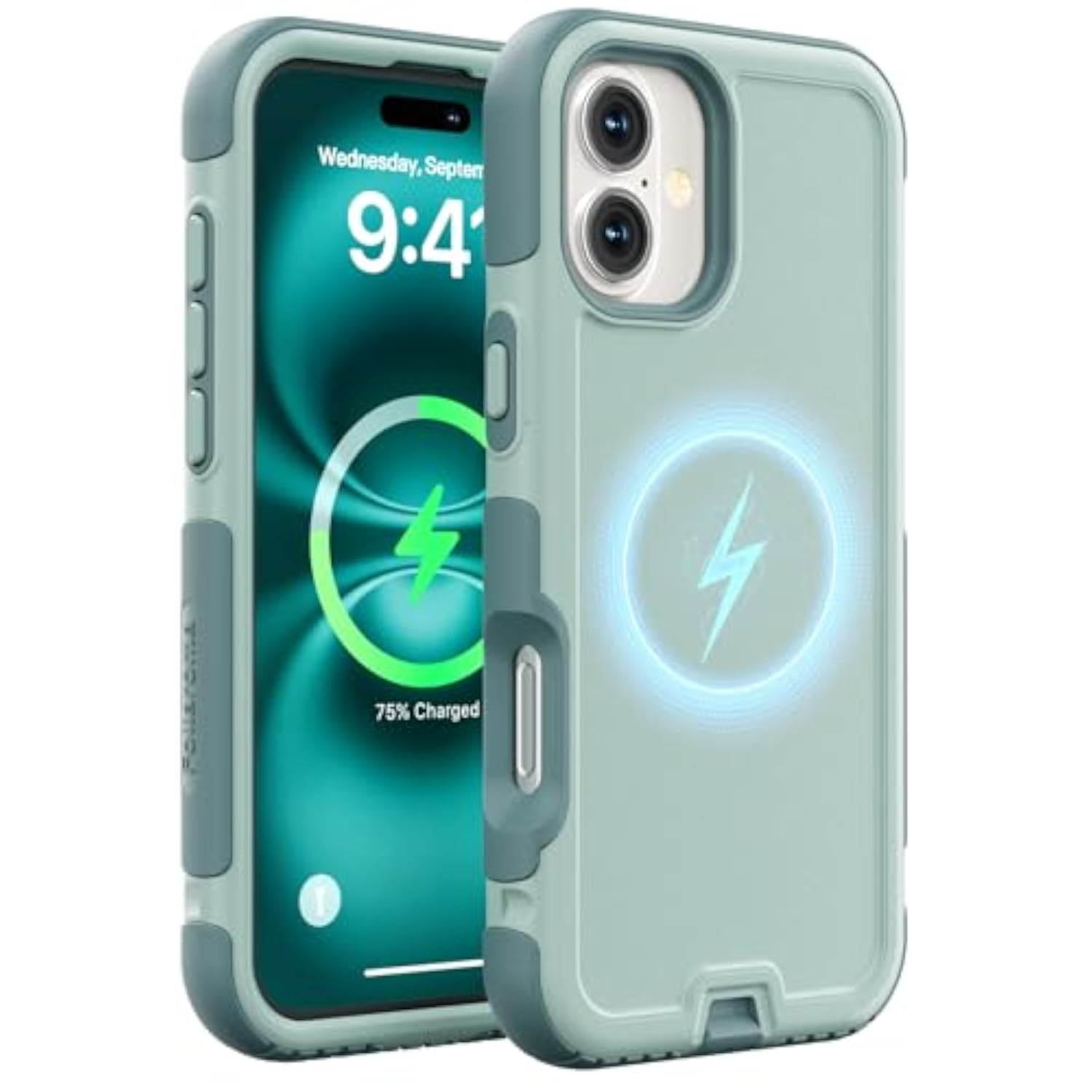 Heavy Duty Green Magnetic Case for iPhone 16