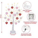 [Timer] Valentines Decor 24 Inch Valentines Decorations Lighted Tree With 18 Heart Ornaments, Usb/Battery Operated Valentines Decor Tree Light, Valentines Decorations For Home Table Bedroom