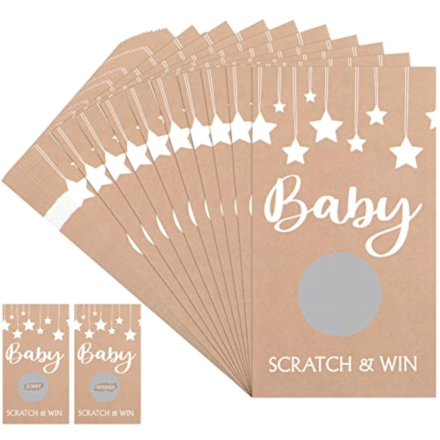 60 Pcs Baby Shower Games Rustic Scratch Off Cards Raffle Ticket For Baby Shower Party Games Activity Supplies Birthday Wedding Favor