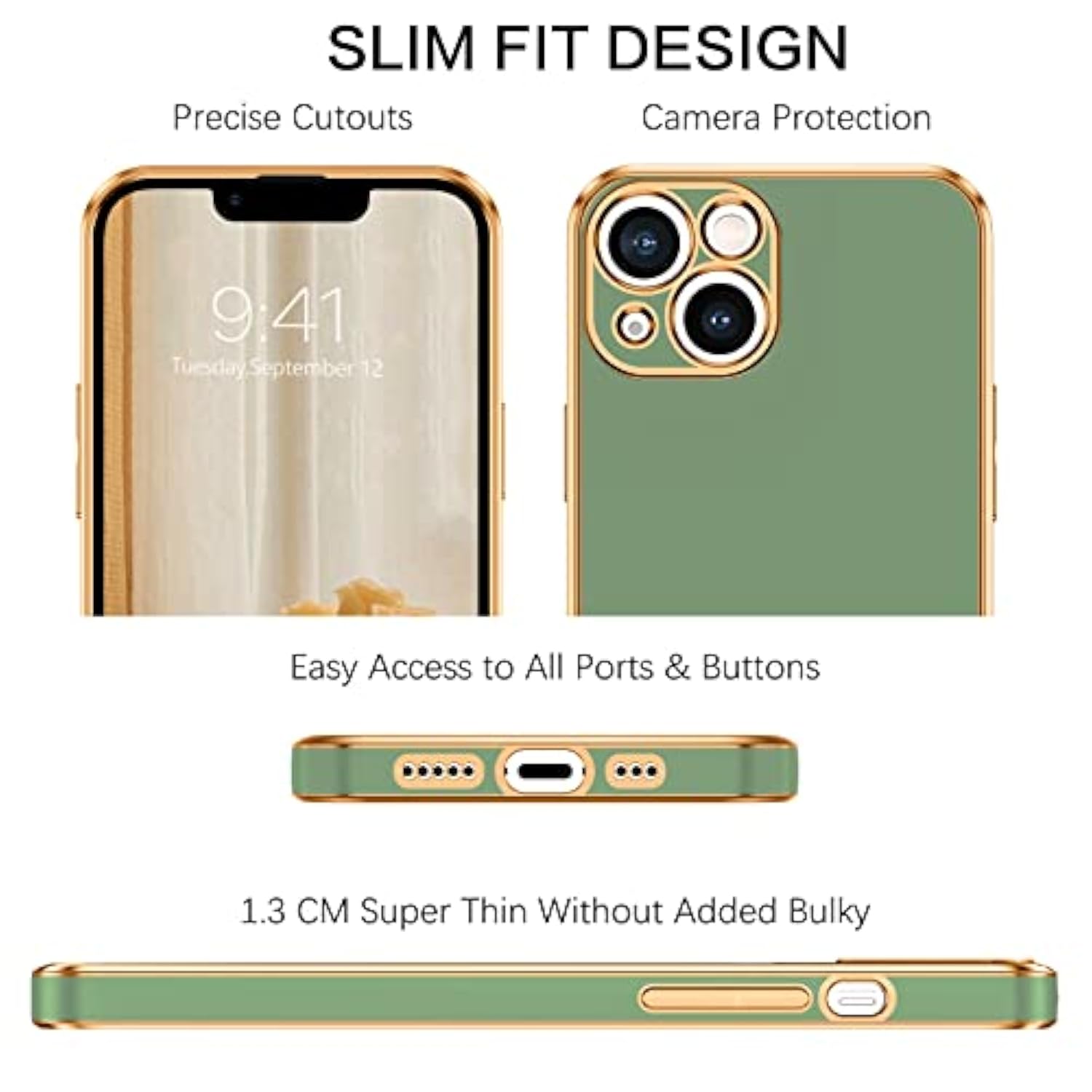 Iphone 13 Case, Slim Fit Soft Tpu With Adjustable Wristband Kickstand, Scratch Resistant Shockproof Protective Phone Cover For Apple Iphone 13 6.1 Inch, Green
