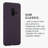Samsung Galaxy S9 Case Compatible with kwmobile - Soft Slim Metallic TPU Silicone Cover - Metallic Berry