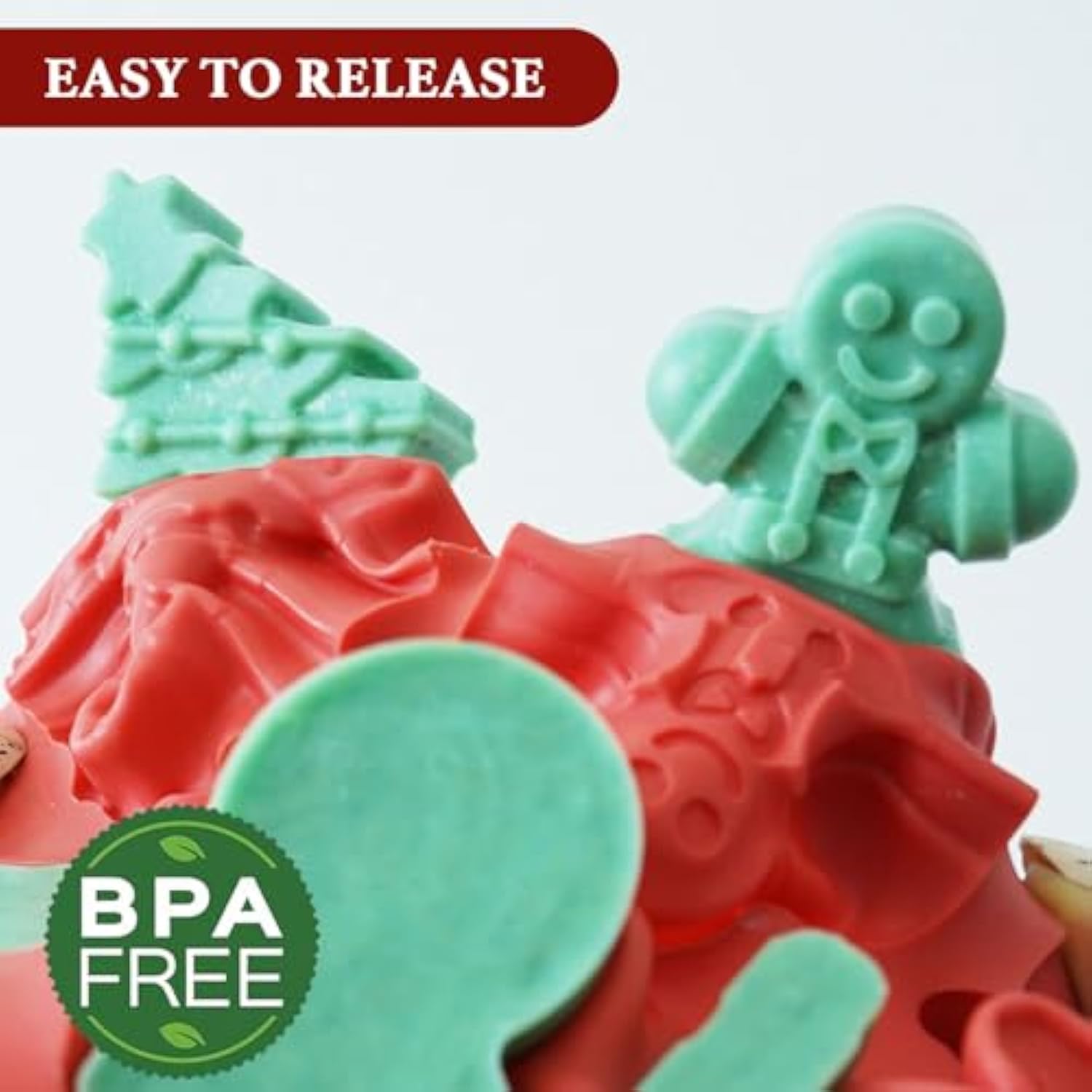 Christmas Silicone Chocolate Molds, 2 Pcs Candy Baking Moulds, 3D Snowflake Cane Snowman Xmas Tree Gingerbread Man Santa Claus Gift Box Shape Mold For Diy Handmade Soap Candles Jello