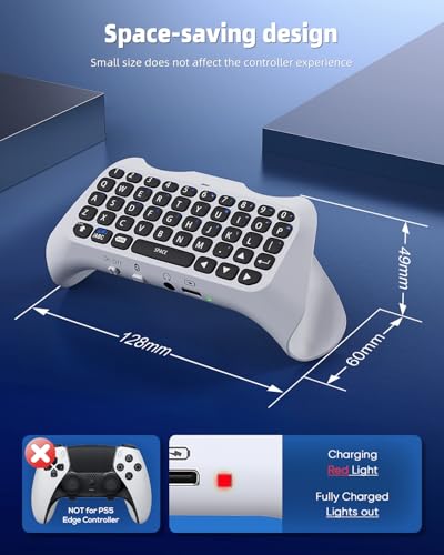 Wireless Controller Keyboard for PS5/PS5 Pro, Bluetooth 3.0Mini Portable Gamepad Chatpad with Built-in Speaker&3.5MM Audio Jack for PS5/PS5 Pro Voice