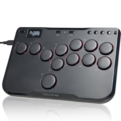 Haute42 Arcade Stick P12, All-Button Arcade Controller for Switch, PC, PS4, PS3, Steam Deck, Arcade Fight Stick with Turbo & Custom RGB, Supports