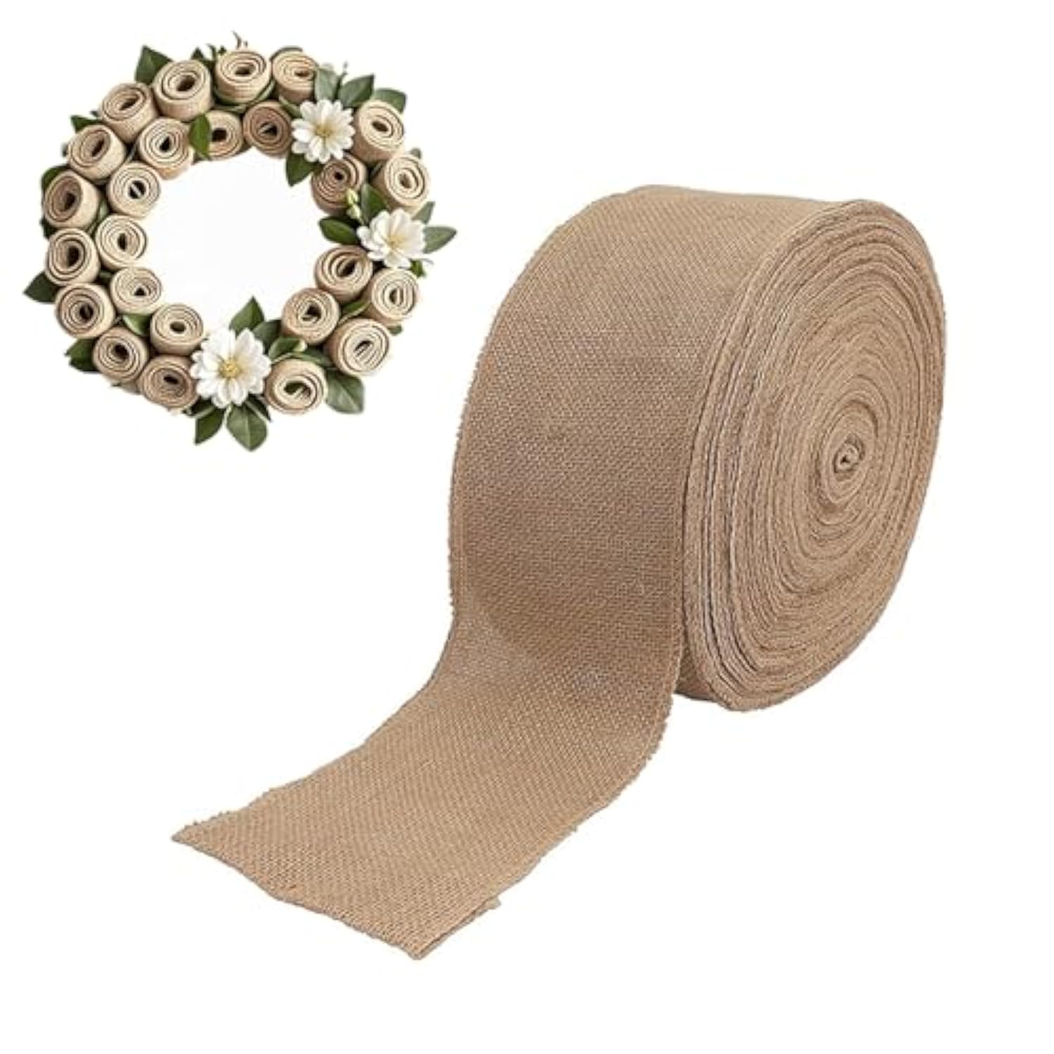 54 Yard 4 Inch Premium Burlap Ribbon, Natural Color Jute Fabric Crafts