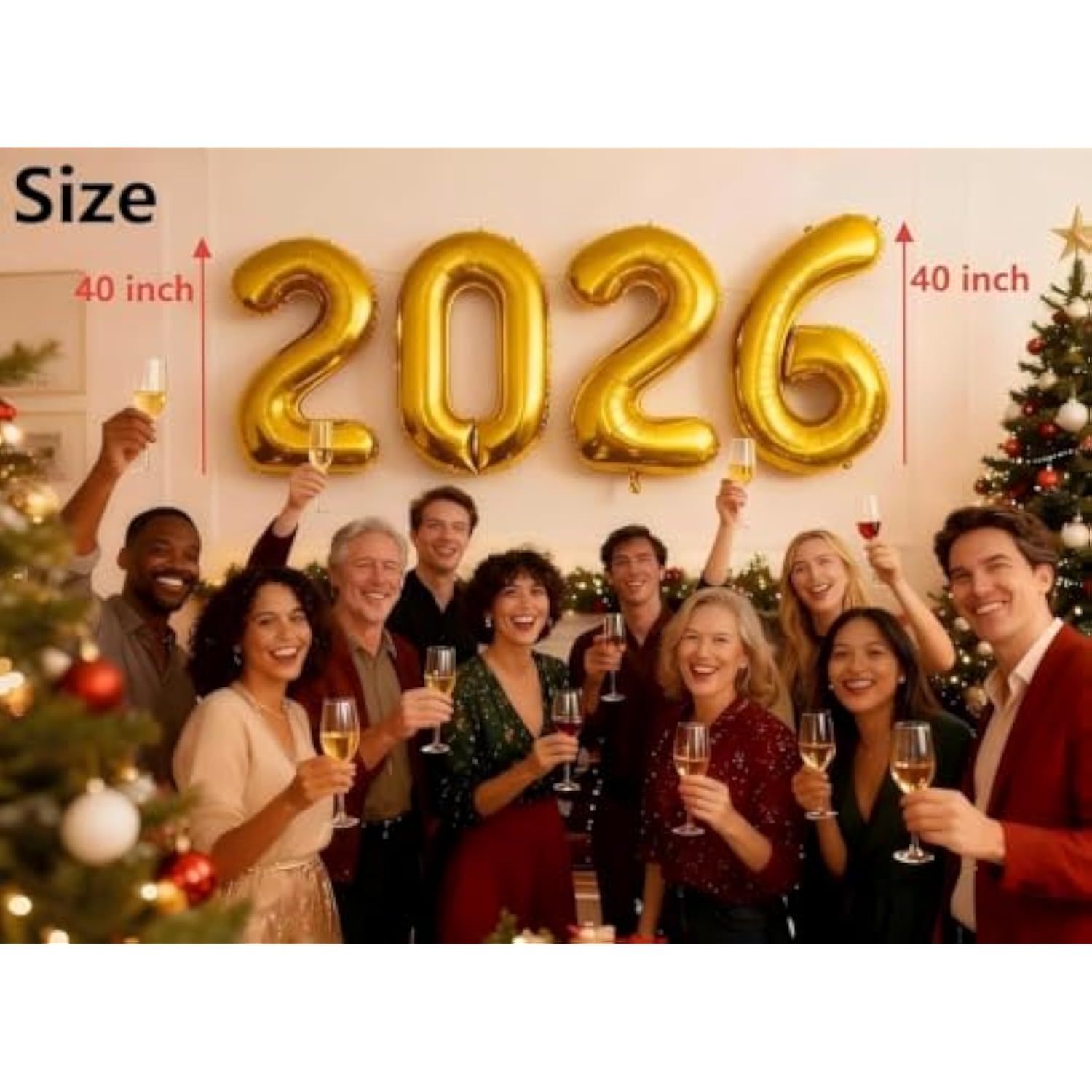 Gold 2026 Number Balloons 40 Inch for New Year and Graduation