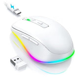 Mouse For Laptop Wireless Led Wireless Mice With Buildin Jiggler Mover, Rechargeable Moving Mouse Undetectable Wiggler Keeps Computer Awake White
