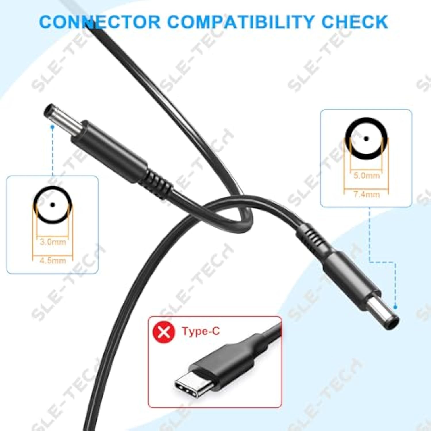 65W 45W 2 Tips Charger For Dell Laptop Charger,Replacement For All 65W 45W Del