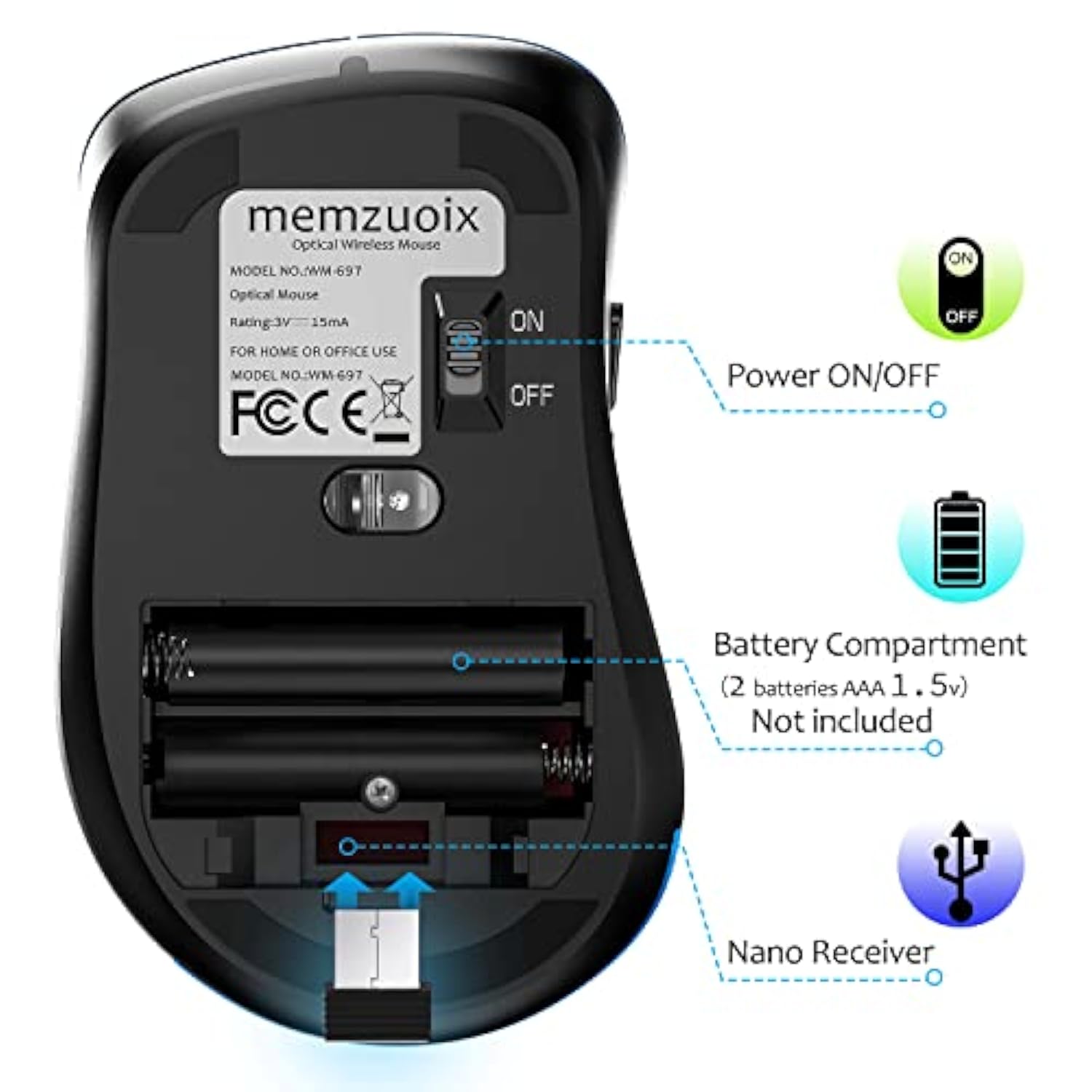 2.4G Wireless Mouse, 1200 Dpi Computer Mouse With Usb Receiver, Portable Wirel