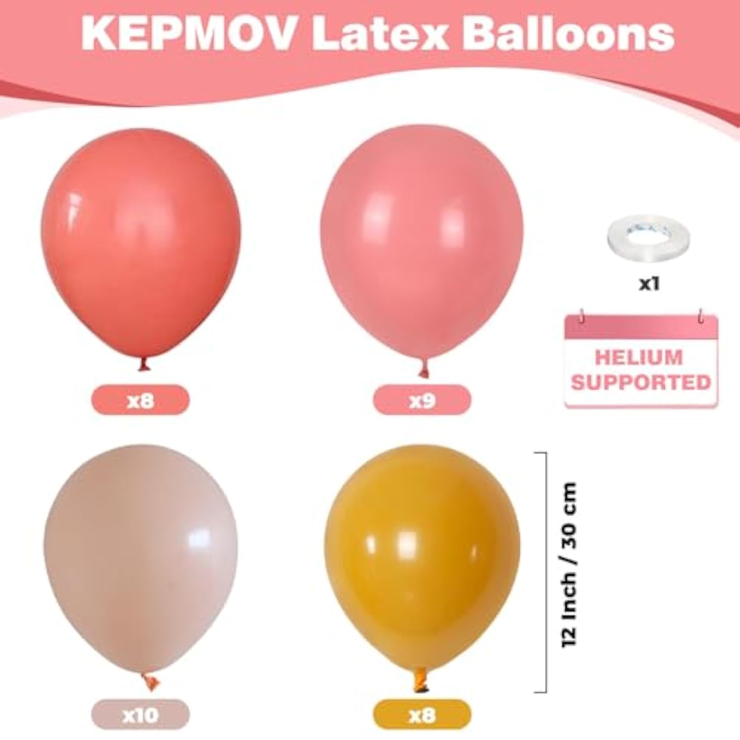Boho Balloon Kit: Pink, Yellow & Orange Latex Balloons for Parties
