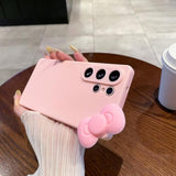 For Samsung Galaxy S24 Ultra Case, Bow Case Cute 3D Bowknot Design Soft Silicone Shockproof Protective Cover For Women Girl - Pink