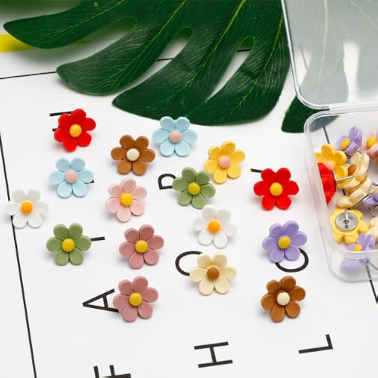 40Pcs Flower Push Pins Flower Cute Pins Decorative Flower Cork Board Tacks For Bulletin Board, Photos Wall Maps, Other Offices Schools Supplies And Accessories, Christmas Decoration