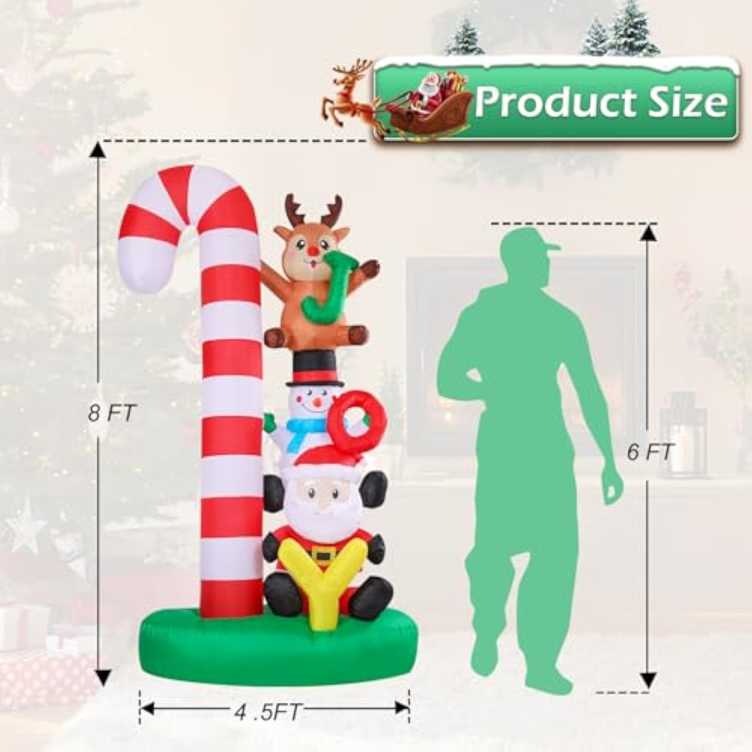 Christmas Inflatables Christmas Blow Up Yard Decorations Christmas Inflatable Candy Cane Santa Clause Snowman Reindeer H