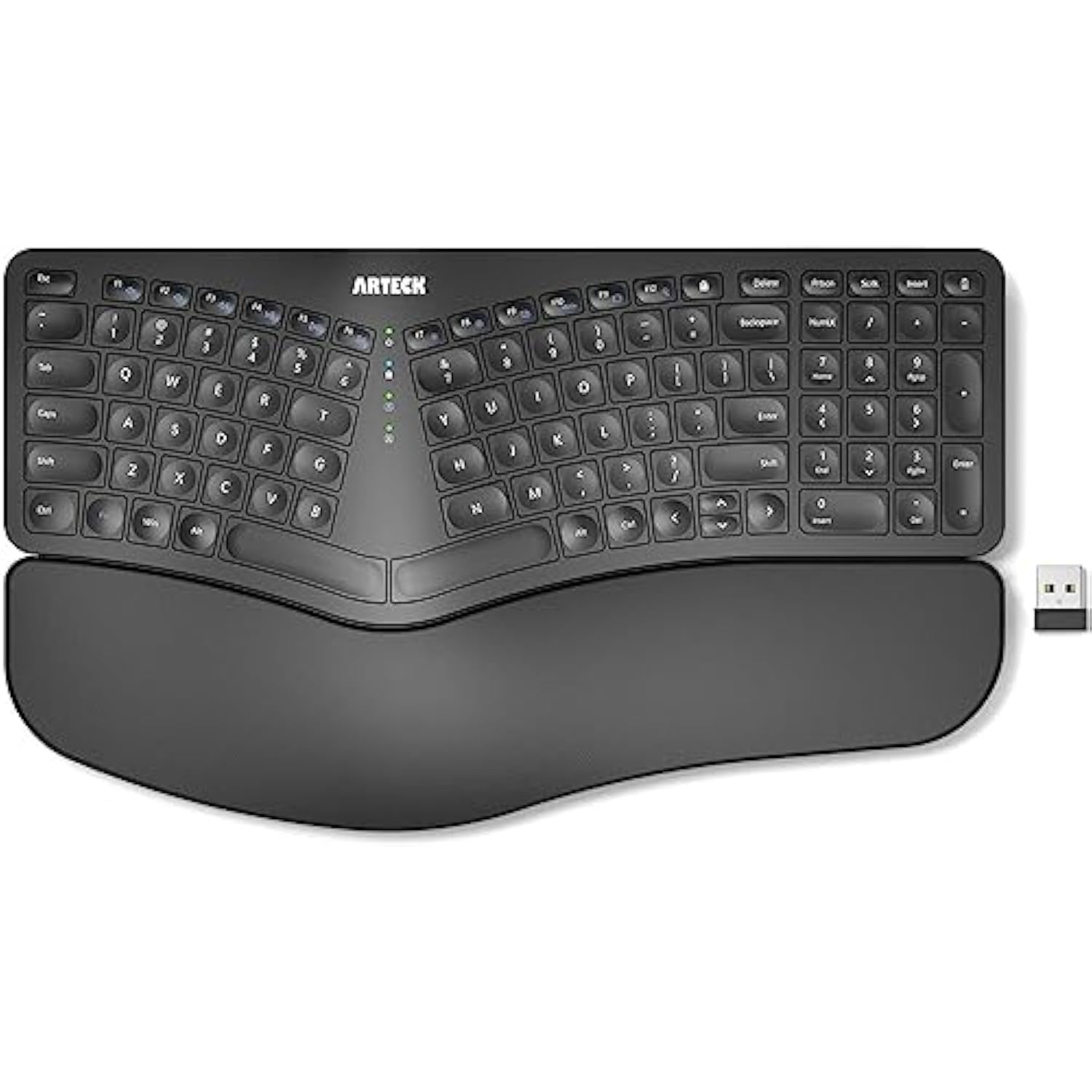 Split Ergonomic Keyboard With Cushioned Wrist And Palm Rest, 2.4G Usb Wireless