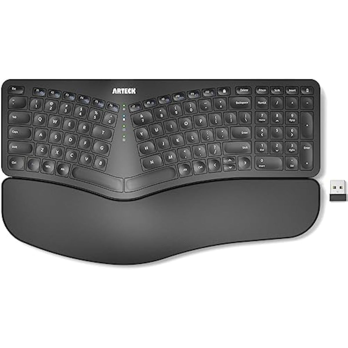 Split Ergonomic Keyboard With Cushioned Wrist And Palm Rest, 2.4G Usb Wireless