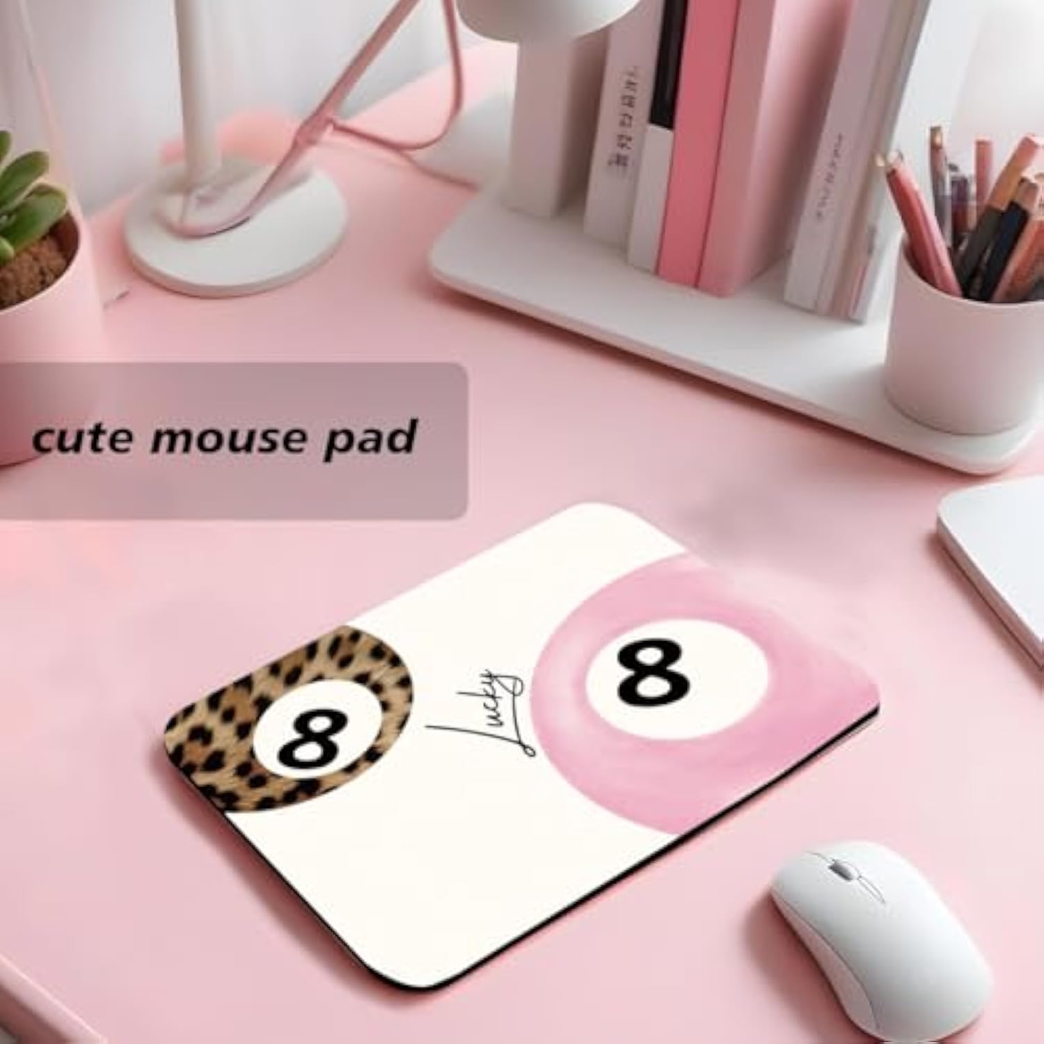 Pink Mouse Pad,Cute Mousepad,Girly Office Decor,Pink Desk Supplies,Girly For Computers Laptop Office Desk Accessories 9.4X7.8 Inch