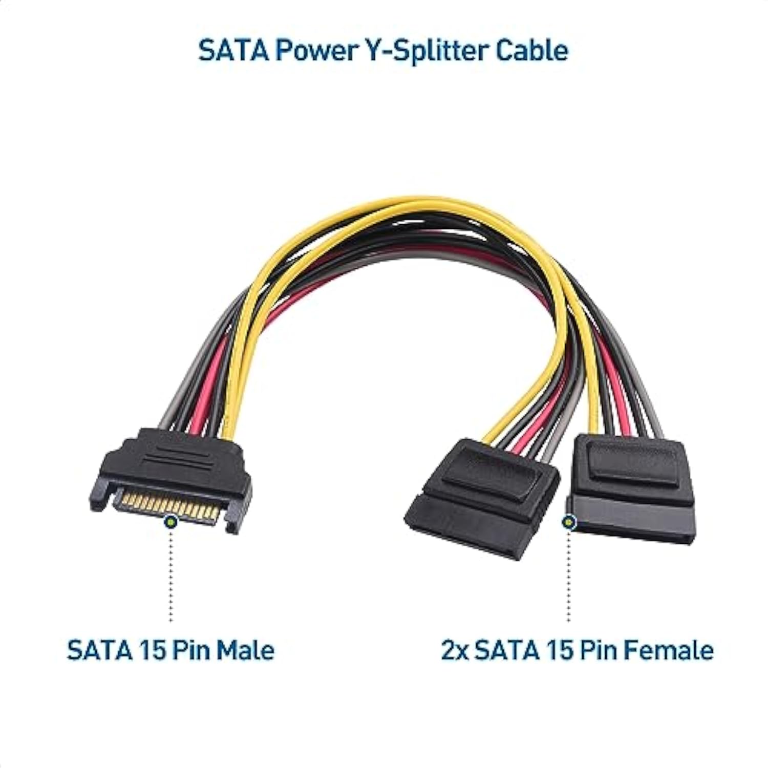 Cable Matters 3-Pack 15 Pin SATA Power Splitter Cable 8 Inches, SATA Power Y-S